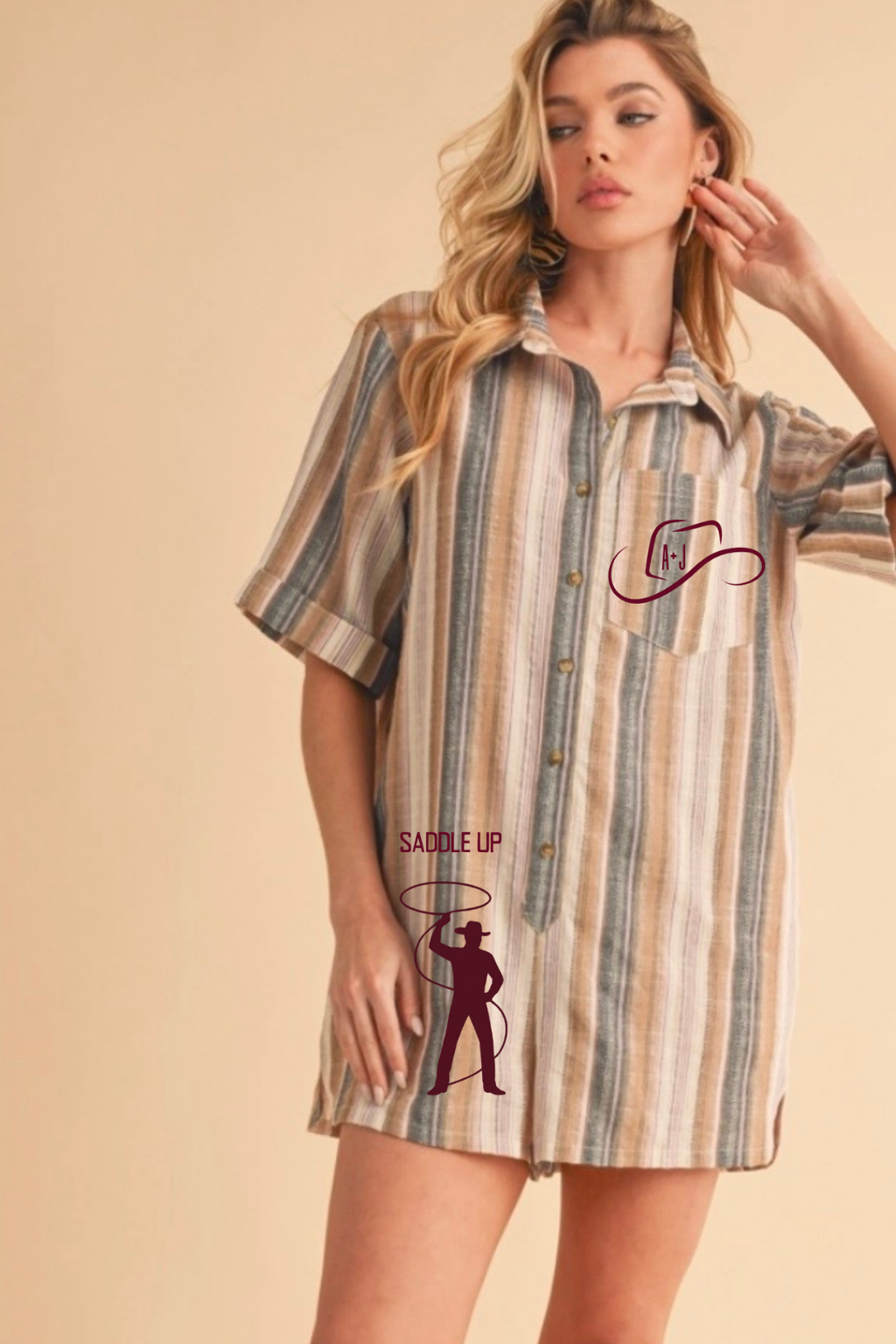 Last Cowboy Forever Striped Romper