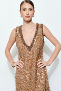 Sylvia Two-Tone Trim V-Neck Mini Dress